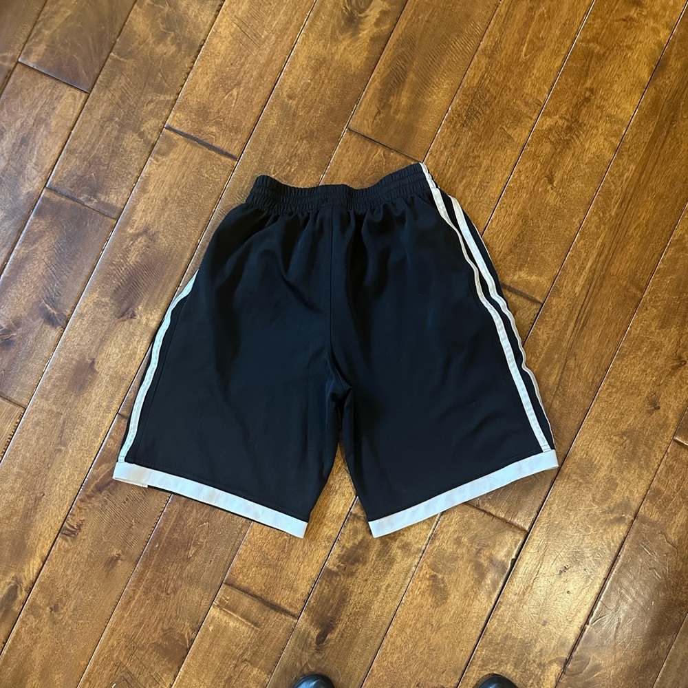 adidas Black Kids Shorts with White Stripes Size L - Picture 2 of 4